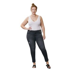 Kancan Wynne Low Rise Ankle Skinny Jeans 31 Rip Distressed Stretchy Black Gray